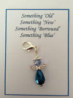 2 Guardian Angels Bridal Shower Gift Bride Gift Something Blue Glass Wedding Bouquet Charm Mom and Dad Memory Pin Loss of two loved ones