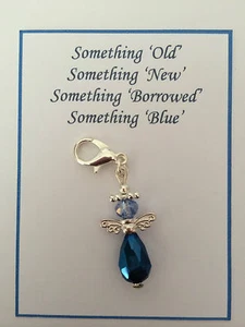 QUALCOSA BLU MATRIMONIO SPOSA BOUQUET GIARRETTIERA ANGELO CUSTODE in sacchetto regalo - Foto 1 di 1