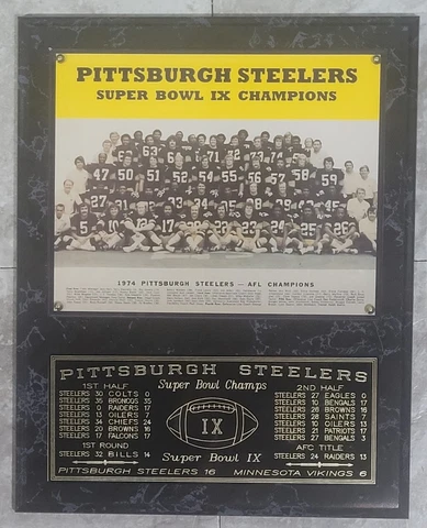 Pittsburgh Steelers 1974 Super Bowl IX Champions 12" x 15" Plaque Cover
