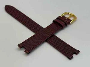 OEM PIERRE BALMAIN Lizard Grain Glossy Burgundy 14mm Watch Strap Generic Buckle - Picture 1 of 3