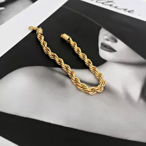 Pulsera de cadena de cuerda giratoria enchapada en oro 14k acero inoxidable - Imagen 1 de 3
