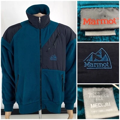 Chaqueta De Colección Marmot Mediana Azul Polar Negra Nylon Para Hombres Hecha en EE. UU. Abrigo Cremallera Foto 1 de 4