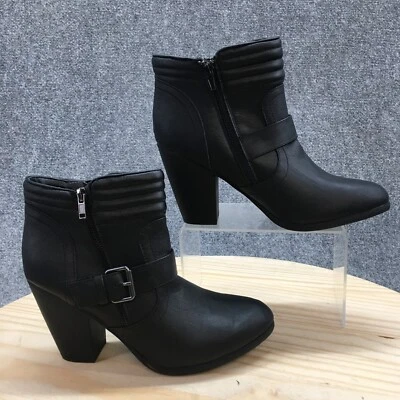 Botas Sugar para mujer 10 M Varrona botín al tobillo con cremallera lateral negro imitación cuero tacones Foto 1 de 4