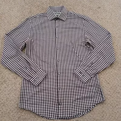 Kenneth Cole Reaction Shirt Mens 14.5 Purple Plaid Long Sleeve Button Up - Image 1 of 4