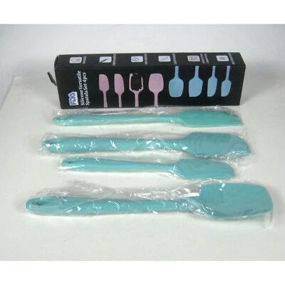 NEW Set of 4 High Heat Resistant Silicone Spatula Set Pastry Brush BPA Free Blue - Image 1 of 4