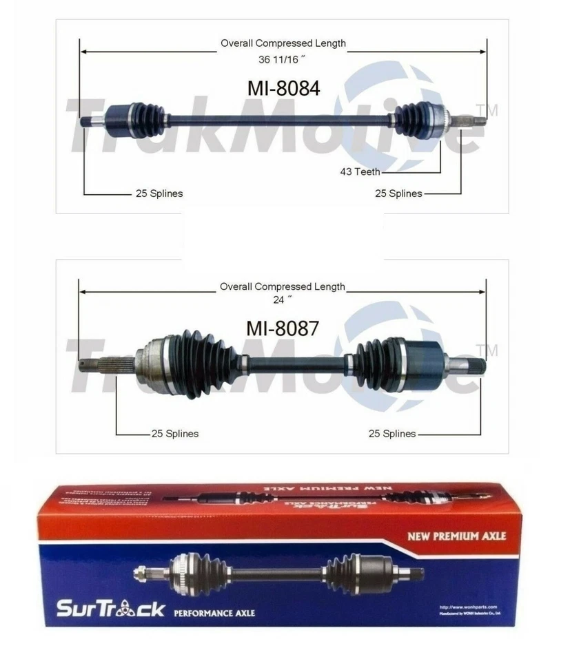 适用于三菱 Mirage FWD 97-02 1.5L Nat.Asp. 前 CV 轴轴 SurTrack 套装 — 第 1/1 张图片