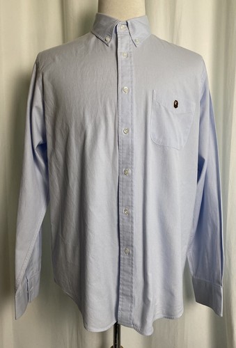 A BATHING APE (BAPE) Camicia abito vintage A Bathing Ape Classics Bape blu manica lunga abbottonata XL