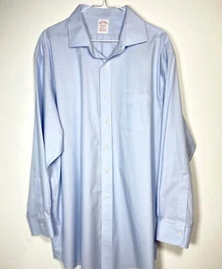 Brooks Brothers Dress Shirt Mens 18 34 Blue Madison Fit Button Up Long Sleeve - Picture 1 of 6