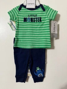 Baby Junge Carter's Frühchen Little Baby Basics 3-teiliges kleines Monster Set Shirt Hose - Bild 1 von 2