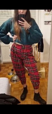 Pantalone rosso tartan a quadri taglia S-M - Immagine 1 di 4