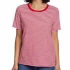 NWT Ella Moss Women's Short Sleeve Crew Neck Red Stripe T-Shirt Size S $25 5D289
