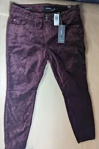 Pantaloni donna Torrid Jegging Plus 16 rosso bordeaux velluto elasticizzato gamba skinny - Foto 1 di 5