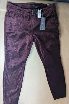 Torrid Jegging Women's Plus 16 Red Burgundy Velvet Stretch  Skinny Leg Pants - Image 1 of 4