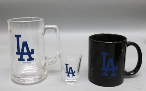 Los Angeles Dodgers 3 Piece Drinkware Set [NEW] MLB Coffee Mug Shot Glass Pint Cover