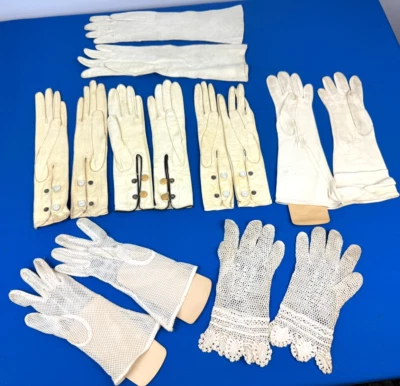 7 pares de guantes antiguos para damas NOS ~ French Vallier, English Doeskin, Van Raalte Foto 1 de 4