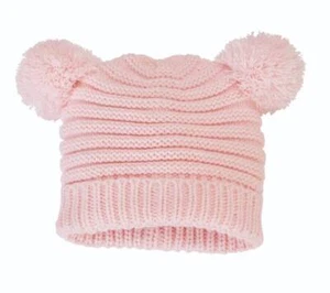 Mud Pie Bundle Me Up Pink Pom-Pom Knit Hat  6-18 Months - Picture 1 of 1