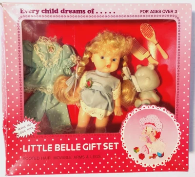 Conjunto de regalo muñeca Little Belle Cititoy vintage años 80 cabello rubio ojos azules Hong Kong Foto 1 de 4