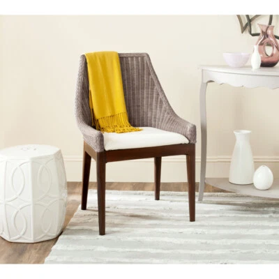 SAFAVIEH Franco Sloping Chair | Brown / White | - Image 1 of 4