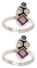 Elegant Casual Pure 92.5 Sterling Silver Ruby Emerald Zircon Toe Rings for Woman