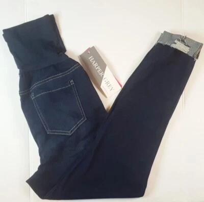 Harper Grey Maternity Jeans Distress Cuffed Size XL Stretch Blue Denim Pants A80 - Image 1 of 3