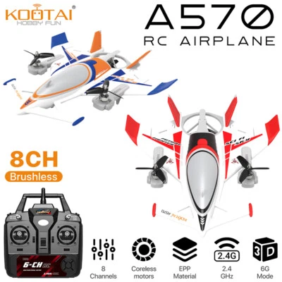 KOOTAI A570 RC Airplane 8CH Glider 3-axis Vector 6-Axis Gyro Brushless Aircraft - Image 1 of 4