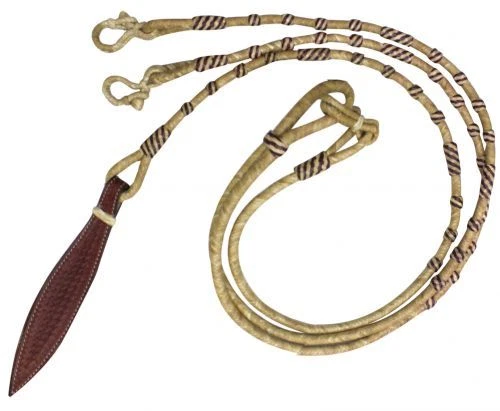 SHOWMAN Western Saddle Horse 12 Plait Braided Leather Romal Romel Reins w/ Leather End