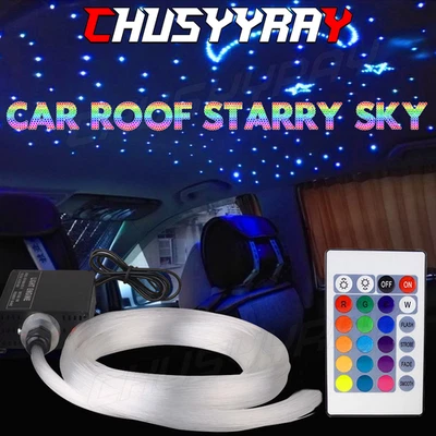 Fiber Optic LED car Shooting Meteor Star Roof HEADLINER LIGHT Kit 16W RGBW 300Pc - Image 1 of 4