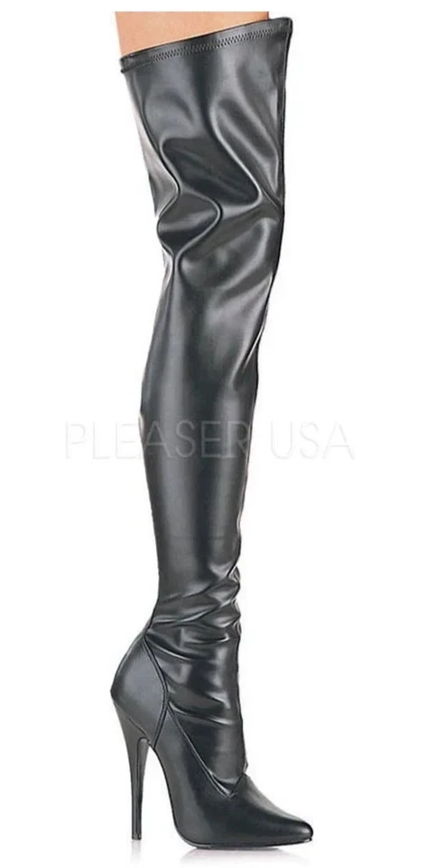 Bota stripper Dominatrix 6" salto agulha coxa elástica polo alto dançarino tamanho 9 - Imagem 1 de 4