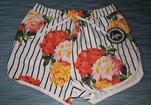 Hype Floral Stripe Swim Shorts Boys XS Black White Tropical Logo  - Picture 1 of 5