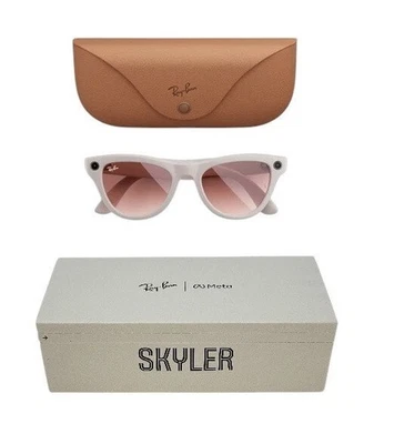 Gafas inteligentes polarizadas Ray Ban Meta Skyler ojo de gato marco gris, rosa Foto 1 de 3