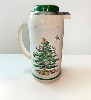 Vintage Spode Christmas Tree Insulated Thermal Carafe Thermos Pot Coffee Tea  - Image 1 of 4