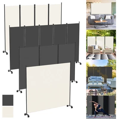 Paravent Homestyle Trennwand Terrasse auf Rollen Modern Raumteiler Raumtrenner - Bild 1 von 4