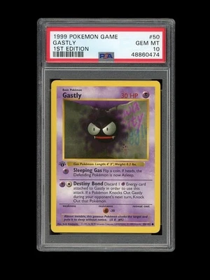 Pokemon PSA 10 GEM MINT Gastly 1st Edition Base Set Shadowless 1999 Card 50/102 - Image 1 of 2