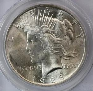 Dólar de plata Peace 1923 graduación profesional MS62 OGH - Imagen 1 de 5