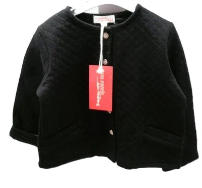 Dp...am veste matelassée noire effet pailletté argenté fille 2 ans  - Photo 1/2