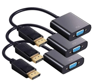 DisplayPort (M) to VGA (F) Adapters Gold Plated pack of 3 - Image 1 of 4