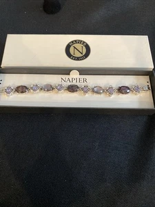 Vintage Napier PURPLE & SILVER  Bracelet Stunning Nib 7.5” - Picture 1 of 5