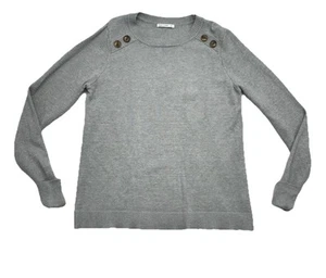 Pink Clover Womens Size Large Sweater Carson Gray Cuffed Sleeve Button Accent - Picture 1 of 6