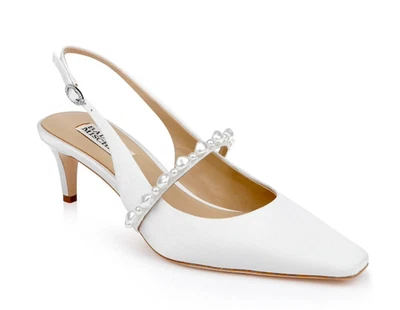 Badgley Mischka Gretel Mary Jane Slingback White Bridal Heels - Size 8 - Image 1 of 4