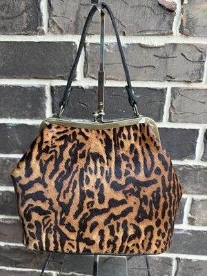 NWT Patricia Nash Laureana Framed Satchel Bag Leather Exotic Cat black leopard - Image 1 of 4