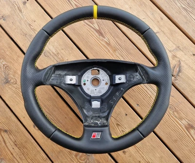 S-Line Audi NUEVO CUERO volante para A4 S4 B5 80 A6 S6 4B A8 S8 amarillo Foto 1 de 4