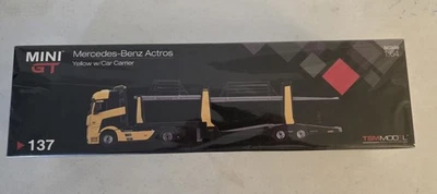 Mini GT #137 Mercedes-Benz Actros Yellow Black Car Carrier Hauler Transporter - Image 1 of 4