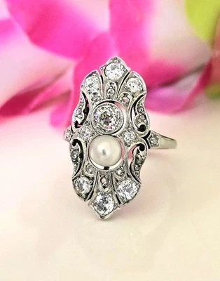 Jugendstil Ring Diamanten Alfons Grupp Platin Antik Art Deco Belle Epoque - Bild 1 von 2