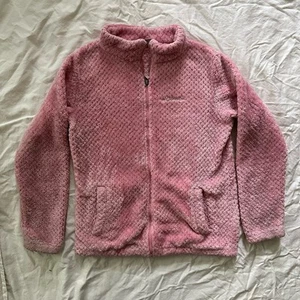 Columbia Girls Fleece Jacket Sherpa Xl Kids Pink Fuzzy Fluffy Zip Up 18/20 - Picture 1 of 7