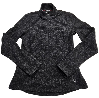 Pullover Spyder Active para mujer pequeño 1/4 cremallera polar negro elástico manga larga Foto 1 de 4