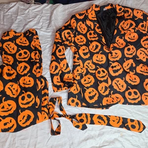 Costume déguisement citrouille Spirit Halloween SNL David S 3 pièces homme XL noir orange - Photo 1/8