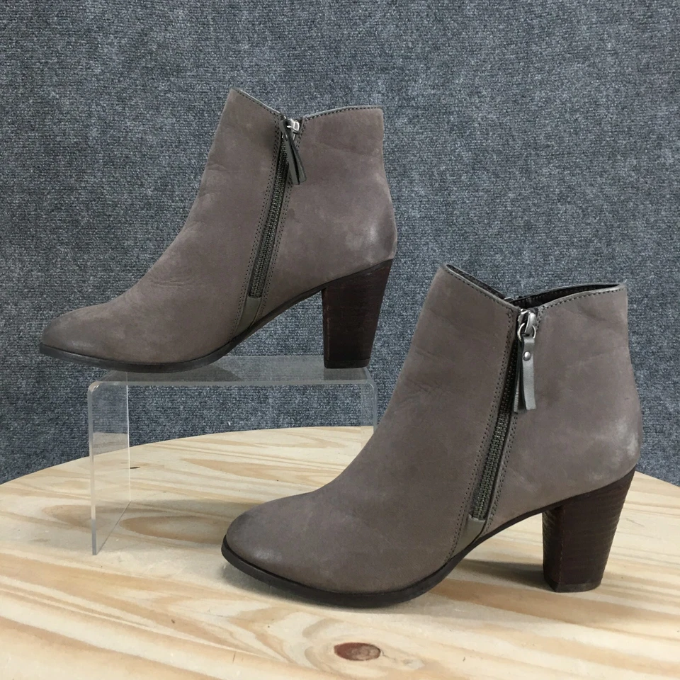 Mia Botas Mujer 8 M Maddock Botines Taupe Gris Cuero Tacones Bloque Informales Foto 1 de 4
