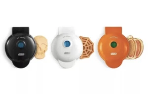 NEW Dash Halloween Mini Waffle Maker Set of 3 Pumpkin, Skull and Spider Web - Picture 1 of 2