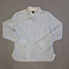 Tommy Hilfiger Womens Long Sleeve Button Up Shirt Size L Blue Stripe Cotton