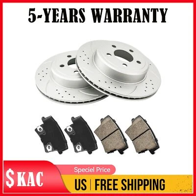 Rotores de disco perforados traseros y pastillas de freno para Dodge Challenger Charger 2009-2018  Foto 1 de 4